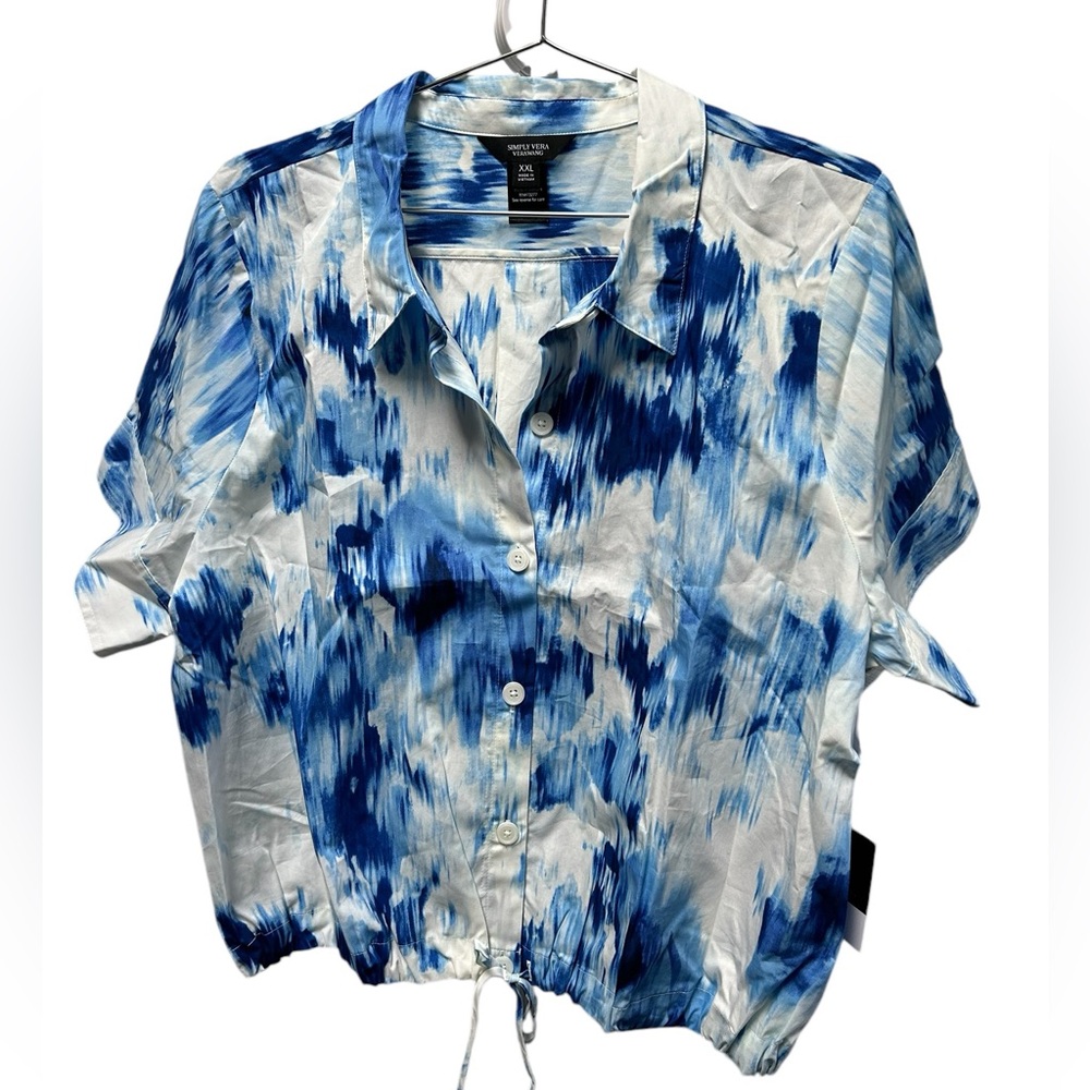 XXL | NWT Simply Vera Wang Button-down Crop Blouse